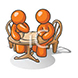 2 people sitting at a table