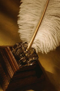 picture of quill pen in inkstand